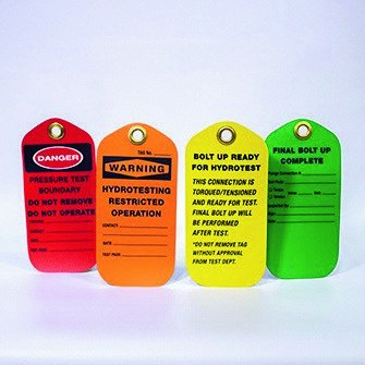 P3 equipment status tags for pressure testing and bolt-up control P3 equipment status tags for pressure testing and bolt-up control