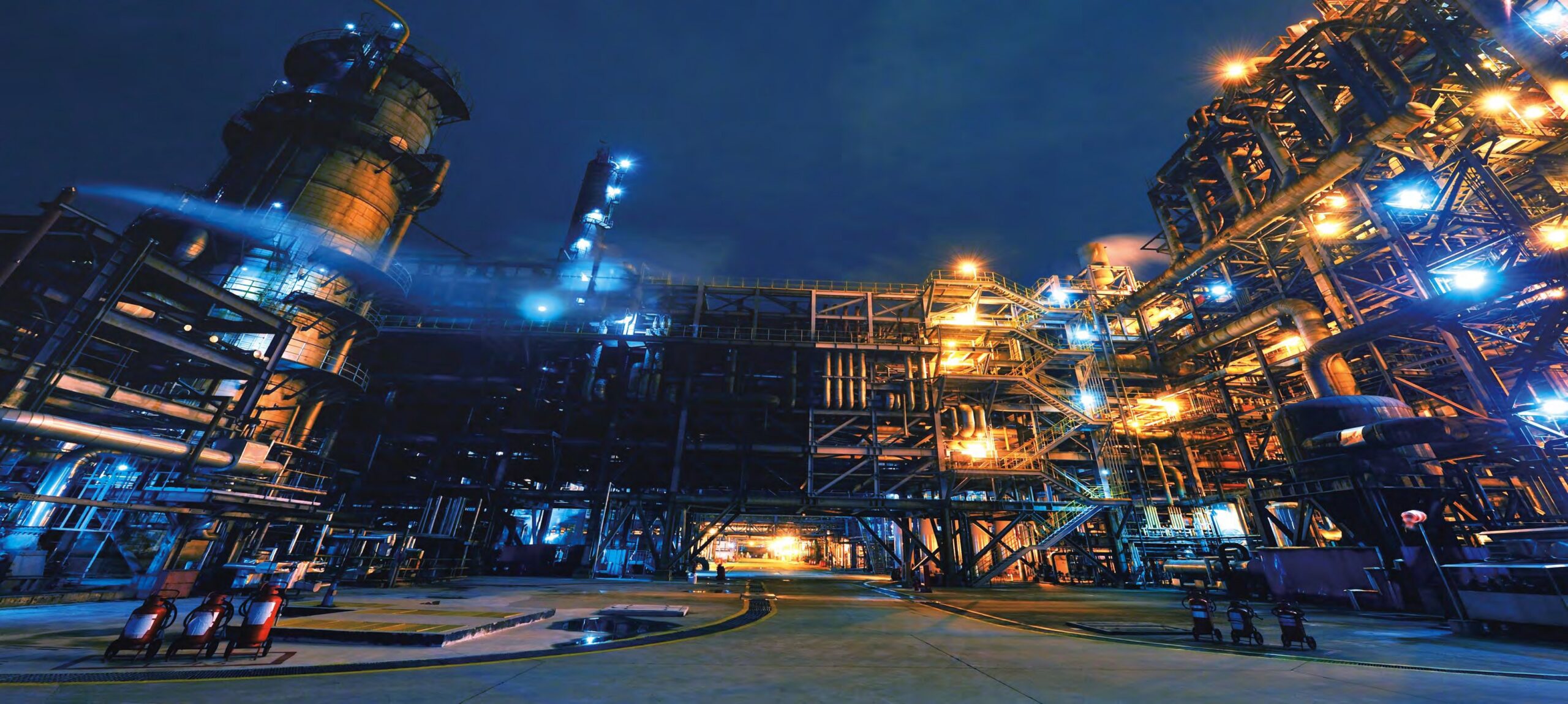 Industrial processing plant at night Industrial processing plant at night